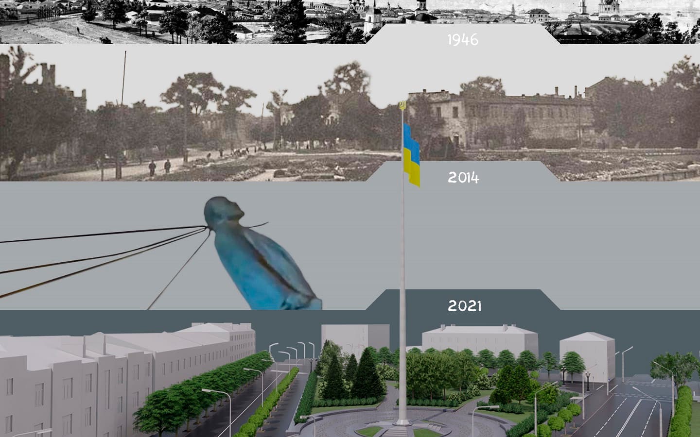 Флагшток на місці Леніна й старовинних колодязів: історія полтавського скверу Героїв України