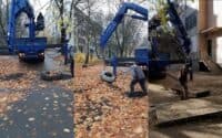 У дворах Полтави прибирають самовільно встановлені шини та бетонні блоки для обмеження руху