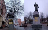 У Полтаві невідомі вкотре розмалювали пам’ятники Ватутіну та Зигіну