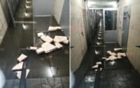 Обвалюється стеля та затопило підлогу в  підземному переході на вулиці Європейській у Полтаві
