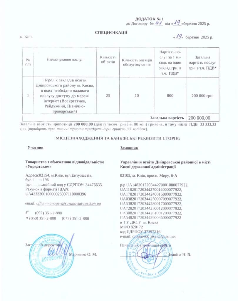 Специфікація на тендері в Києві. Монополія та переплата за інтернет для шкіл Полтави: ціна за 100 Мбіт/с майже вдвічі вища, аніж у Києві та Львові.