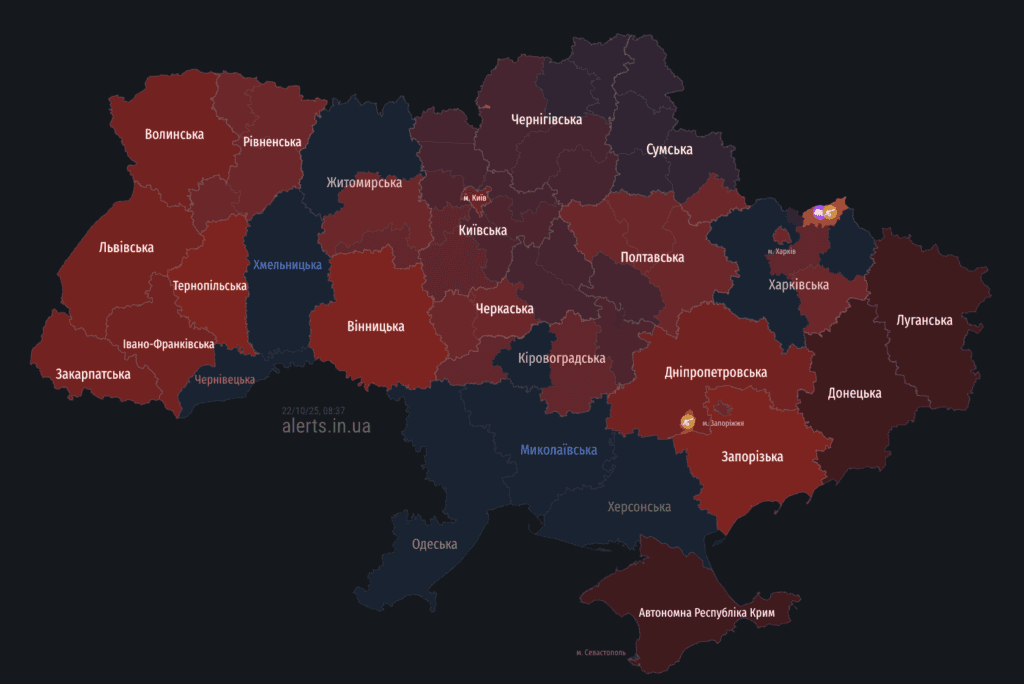 Активність ворожої авіації провокує повітряні тривоги на Полтавщині 22 жовтня