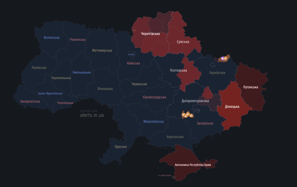 Мапа тривог 19 жовтня