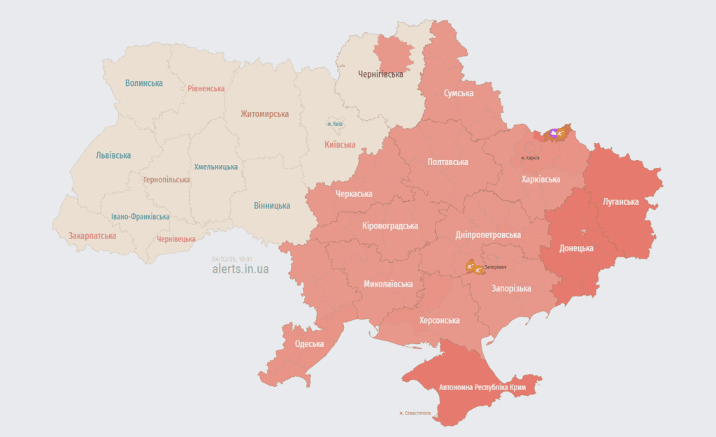 мапа тривог 4 лютого