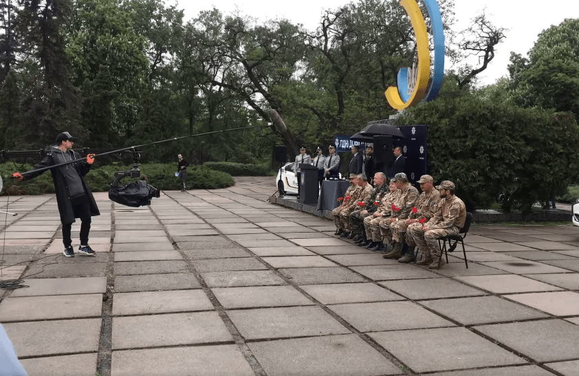 Скриншот відео зі зйомок у Лубнах
