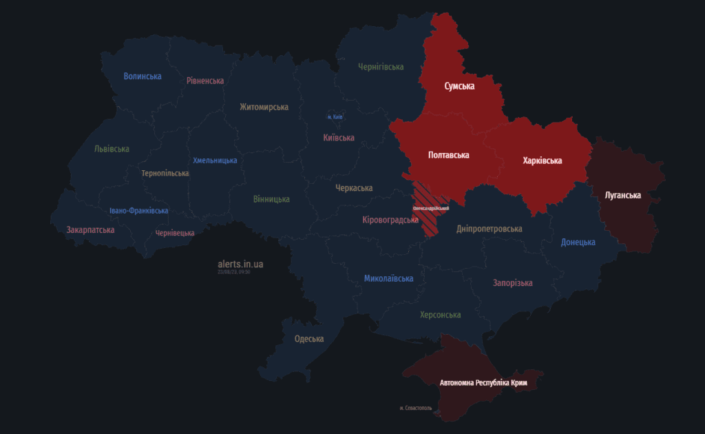 мапа тривог 23 серпня