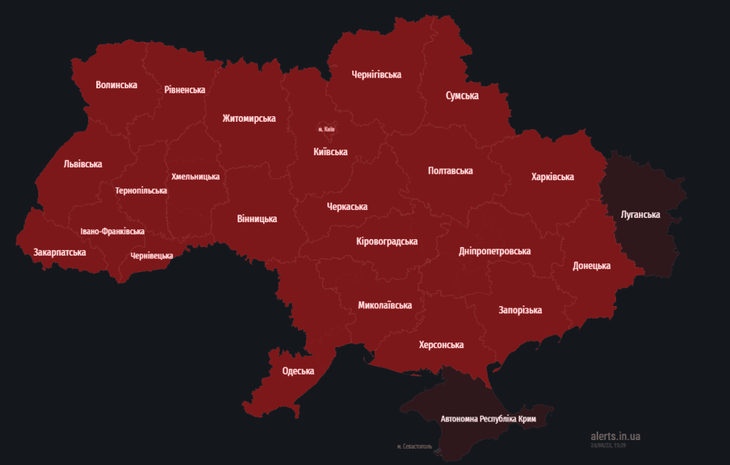 Мапа тривог 24 серпня