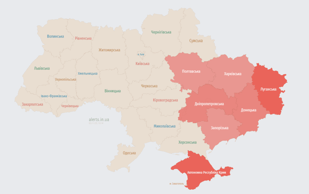 Мапа тривог 3 листопада