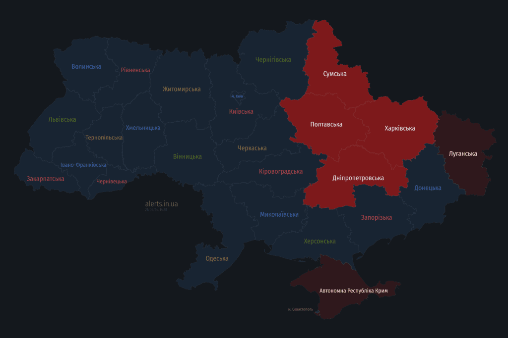 Мапа тривог 21 квітня