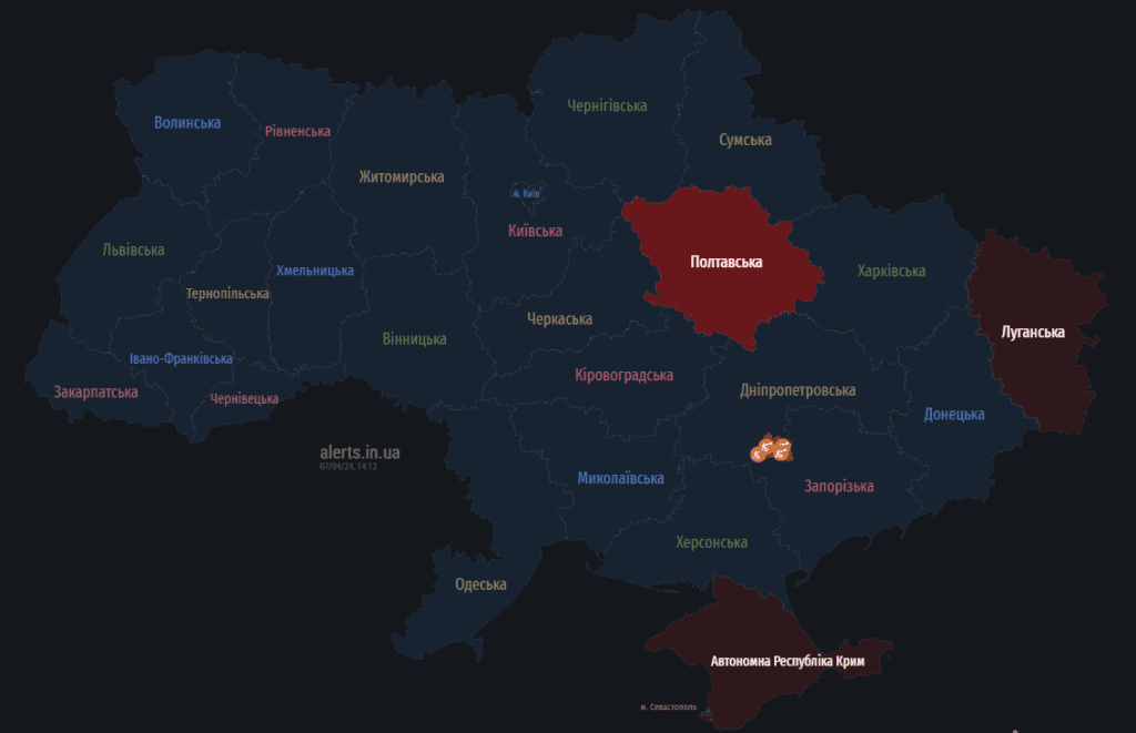 Мапа тривог 7 квітня