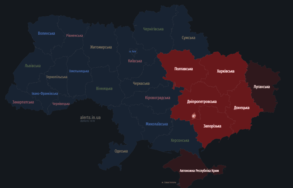 Мапа тривог 28 квітня
