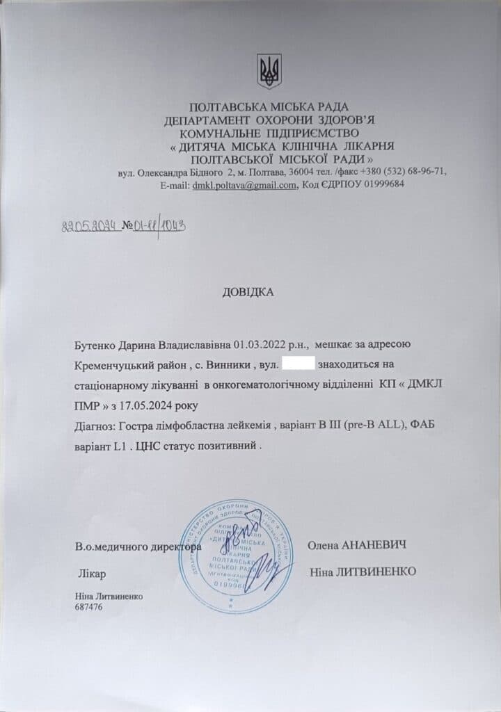 для дівчинки збирають гроші