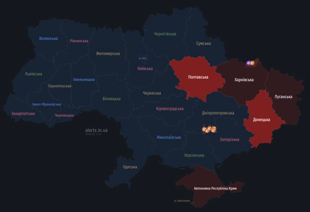 Ракетна небезпека на Полтавщині: мапа тривог