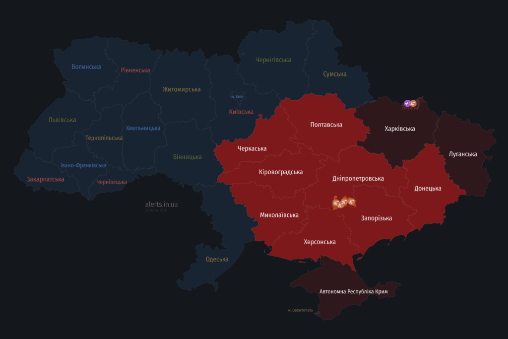 Мапа тривог 25 липня
