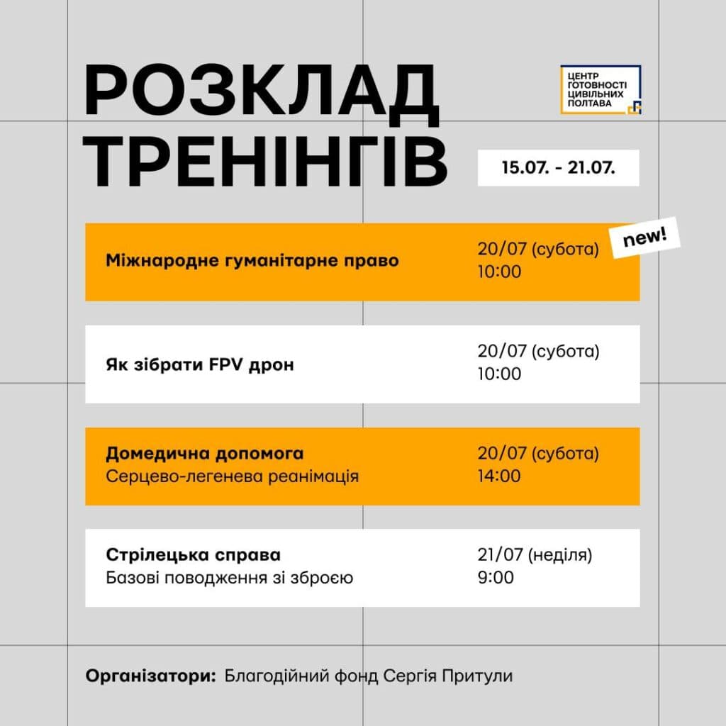 Розклад тренінгів