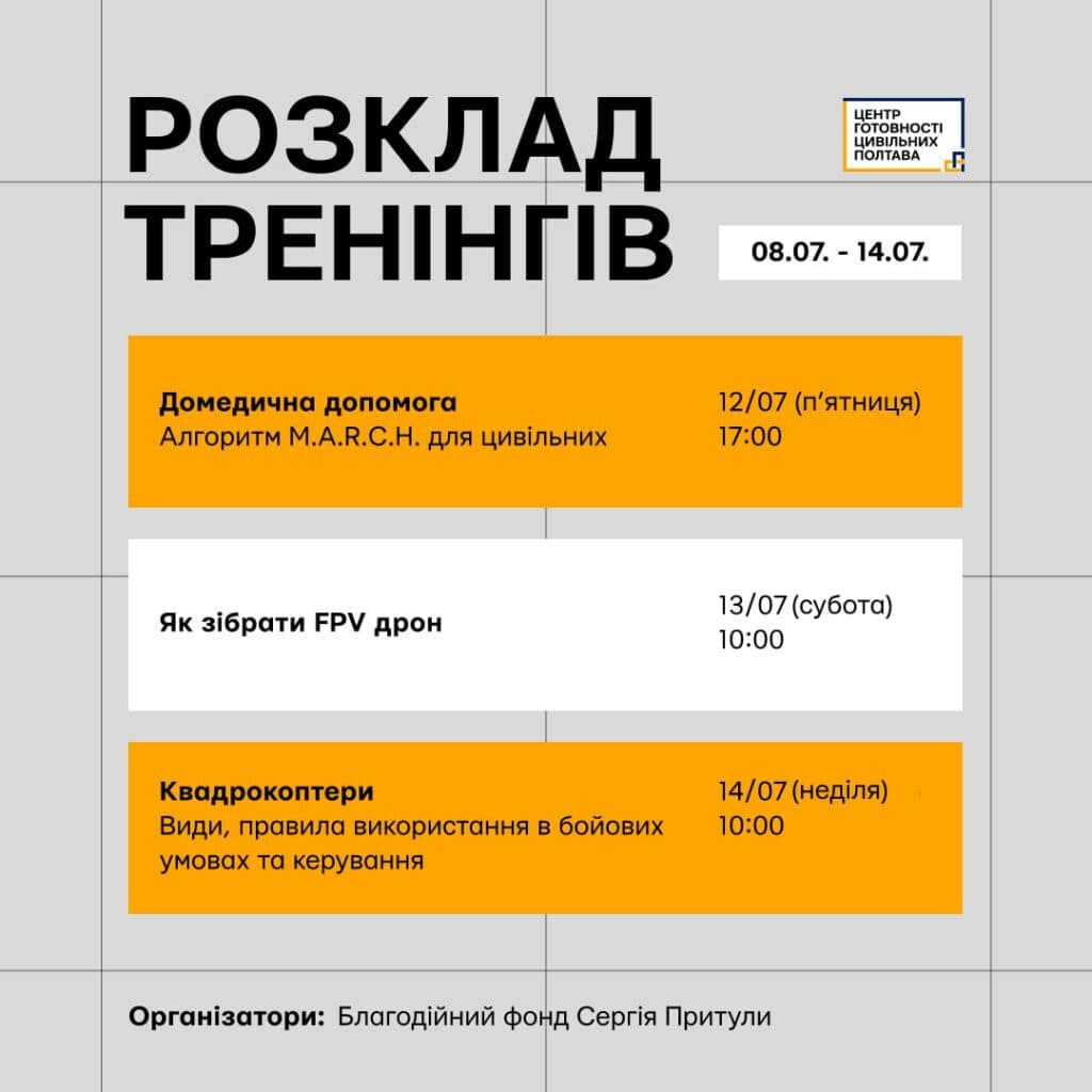 Розклад тренінгів