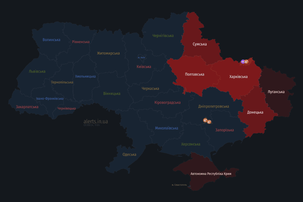 Мапа тривог 1 вересня
