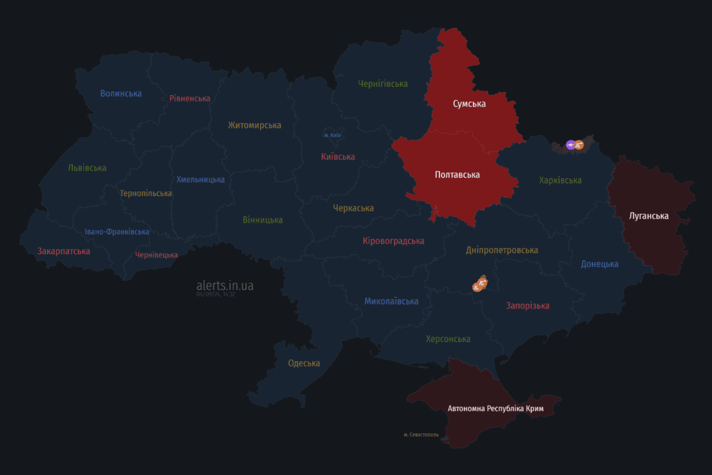 Мапа тривог 4 вересня