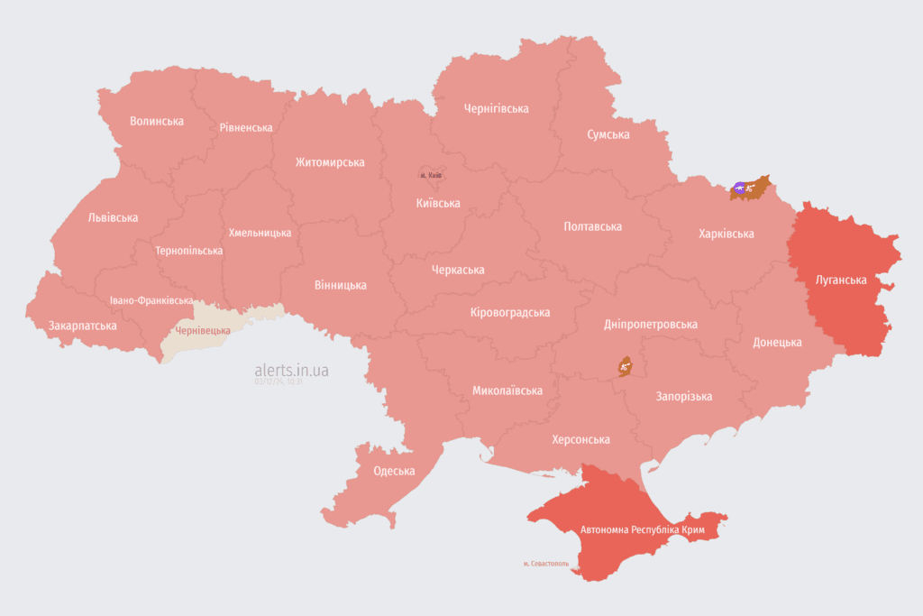 Мапа тривог 3 грудня