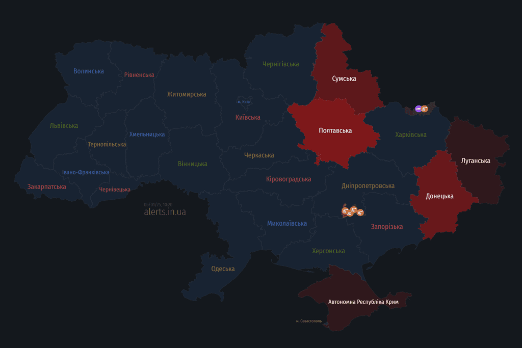 Мапа тривог 5 січня