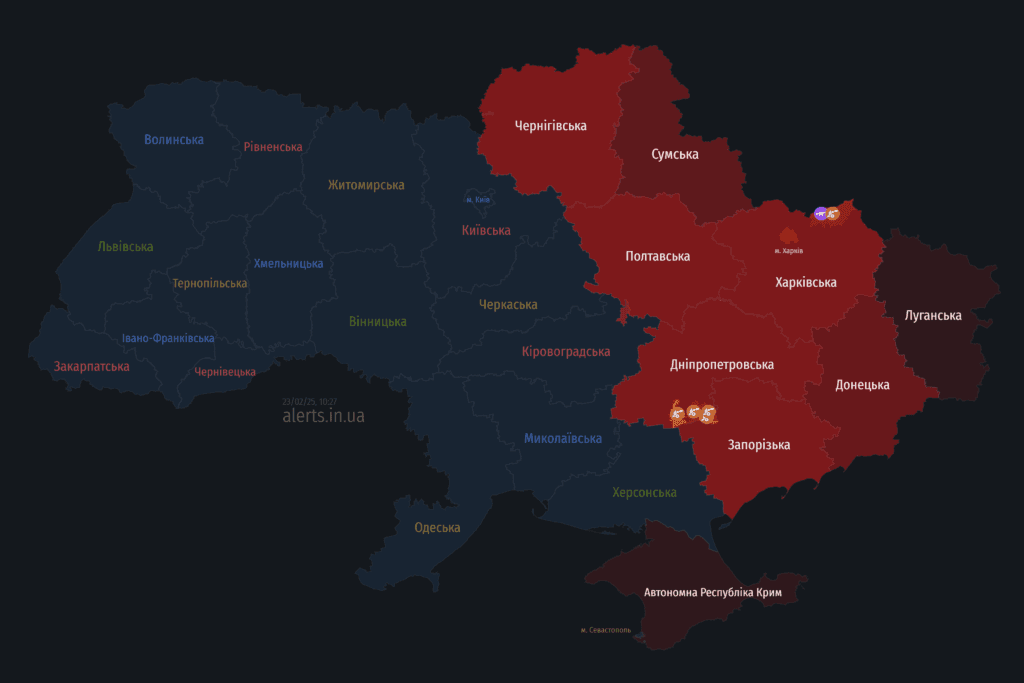 Мапа тривог 23 лютого