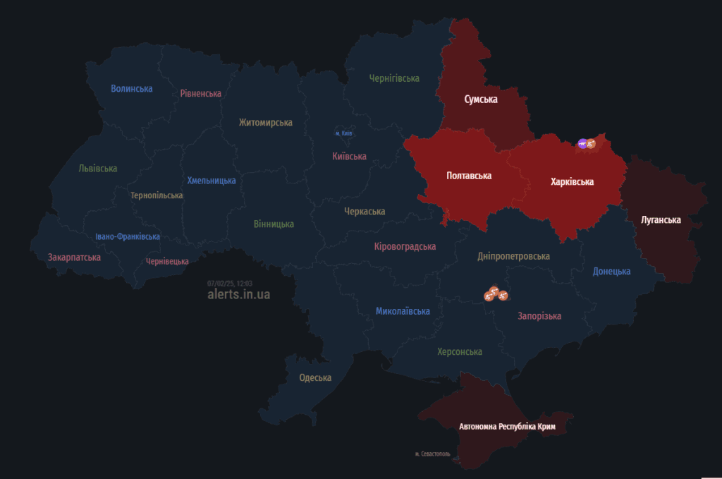 Мапа тривог на Полтавщині