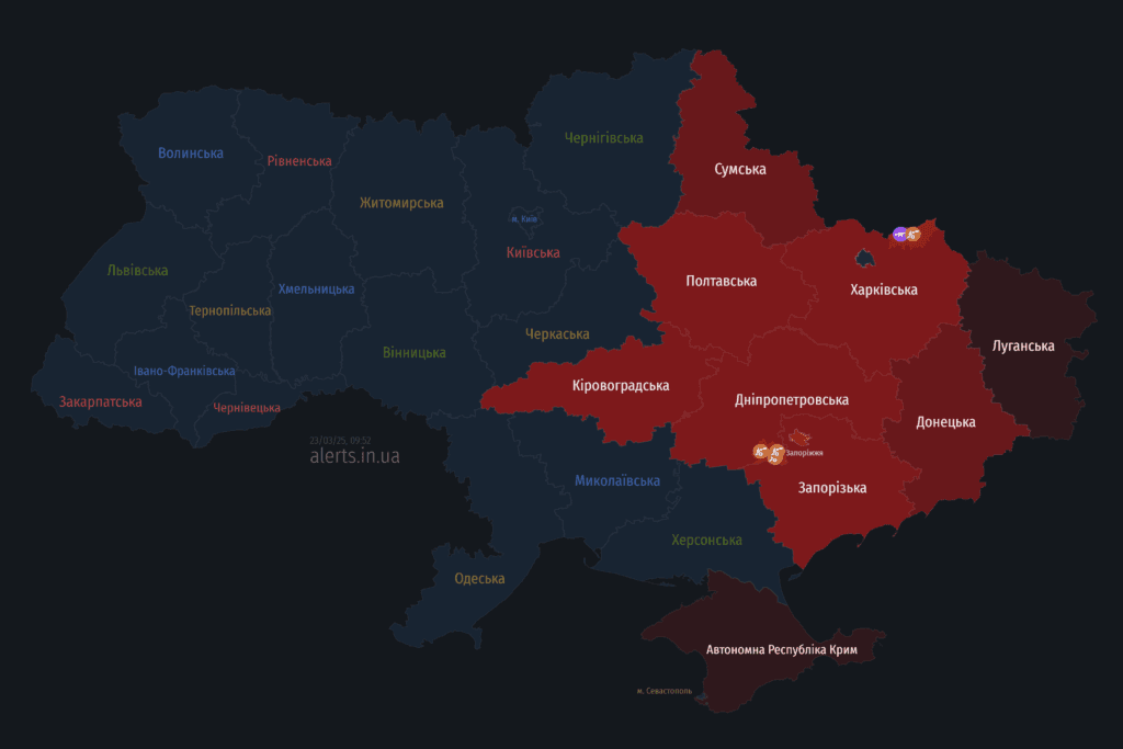 Мапа тривог 23 березня