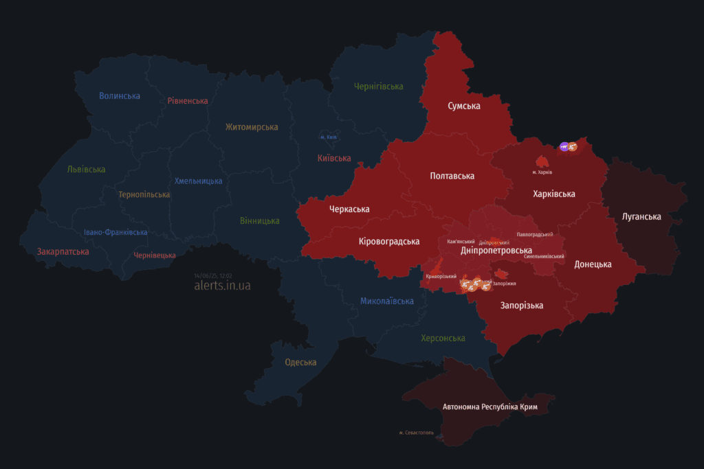 мапа тривог загроза обстрілу балістики