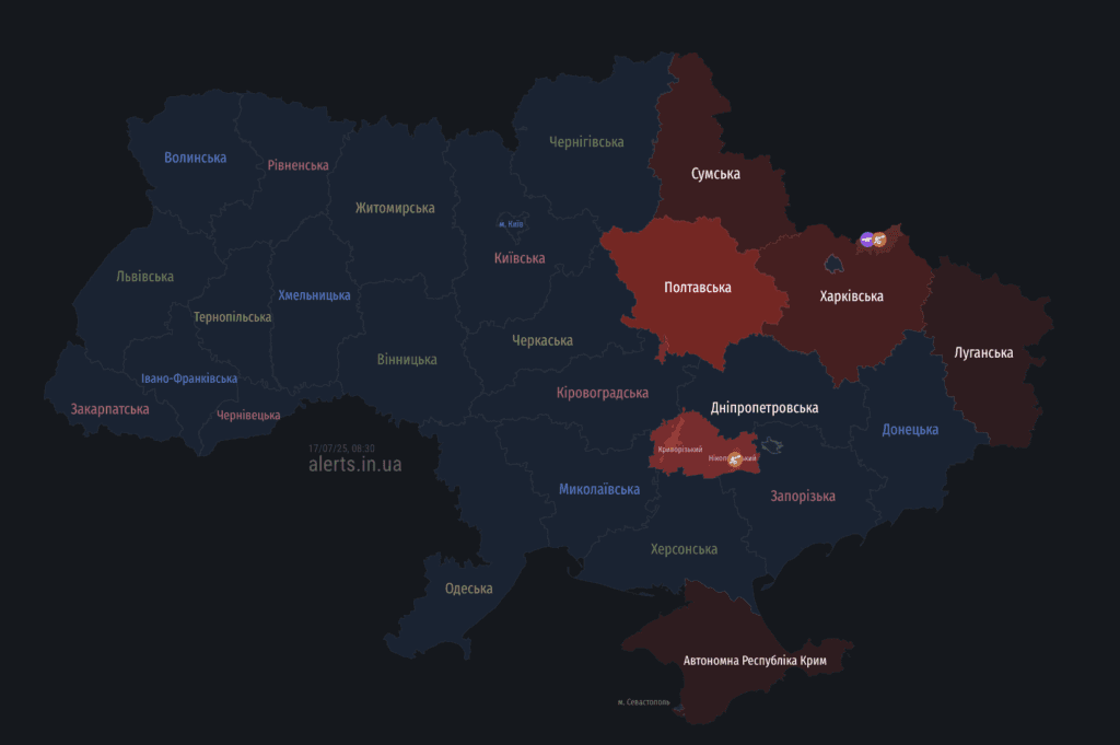 Російська армія загрожує Полтавщині обстрілом. Ризик ворожого обстрілу дронами 17 липня і ситуація в області.