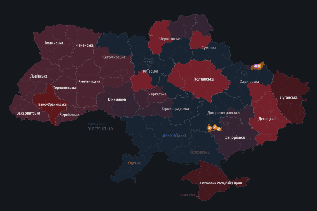 Мапа тривог 7 лютого