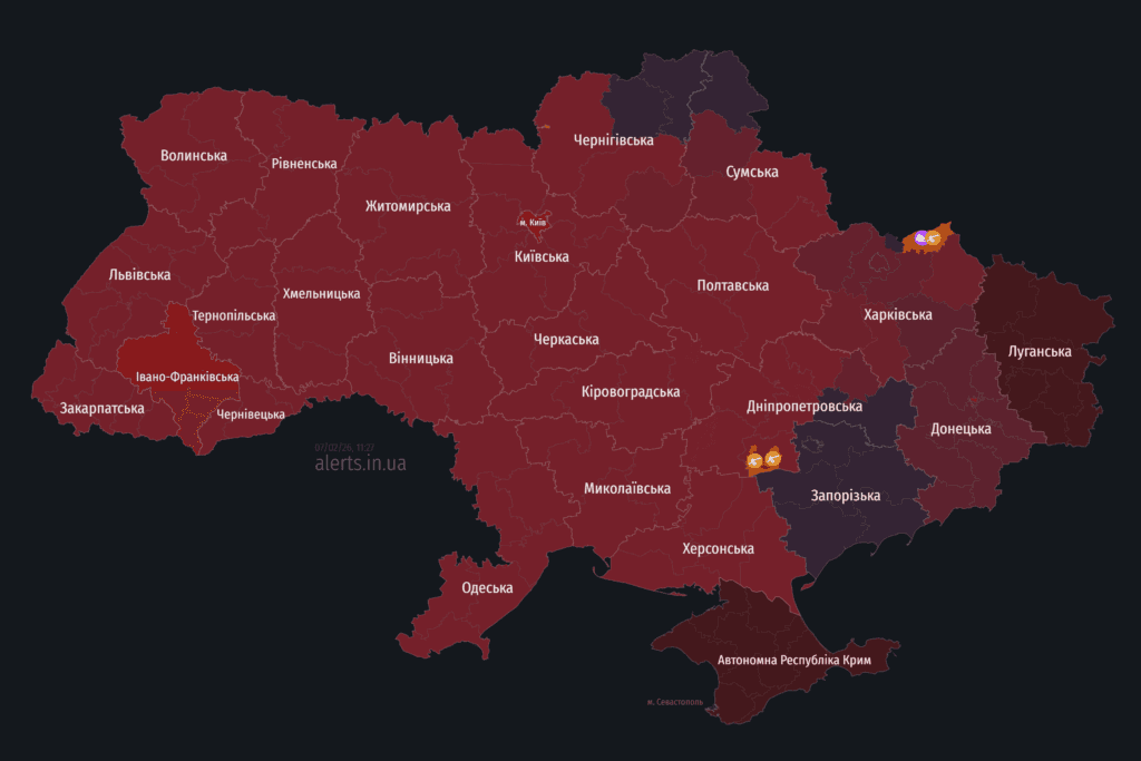 Мапа тривог 7 лютого