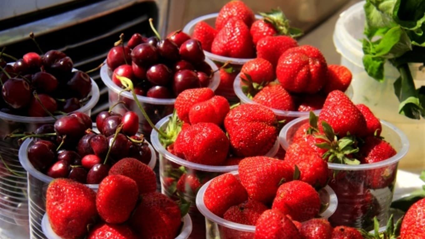 Полуниці та черешні. Ілюстрація