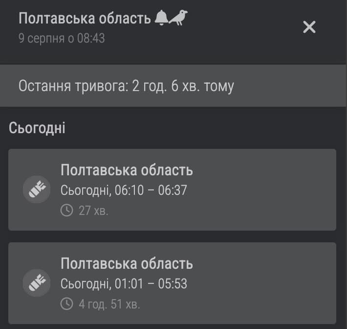 Одразу 11 ударних дронів летіли на Полтавщину з різних напрямків