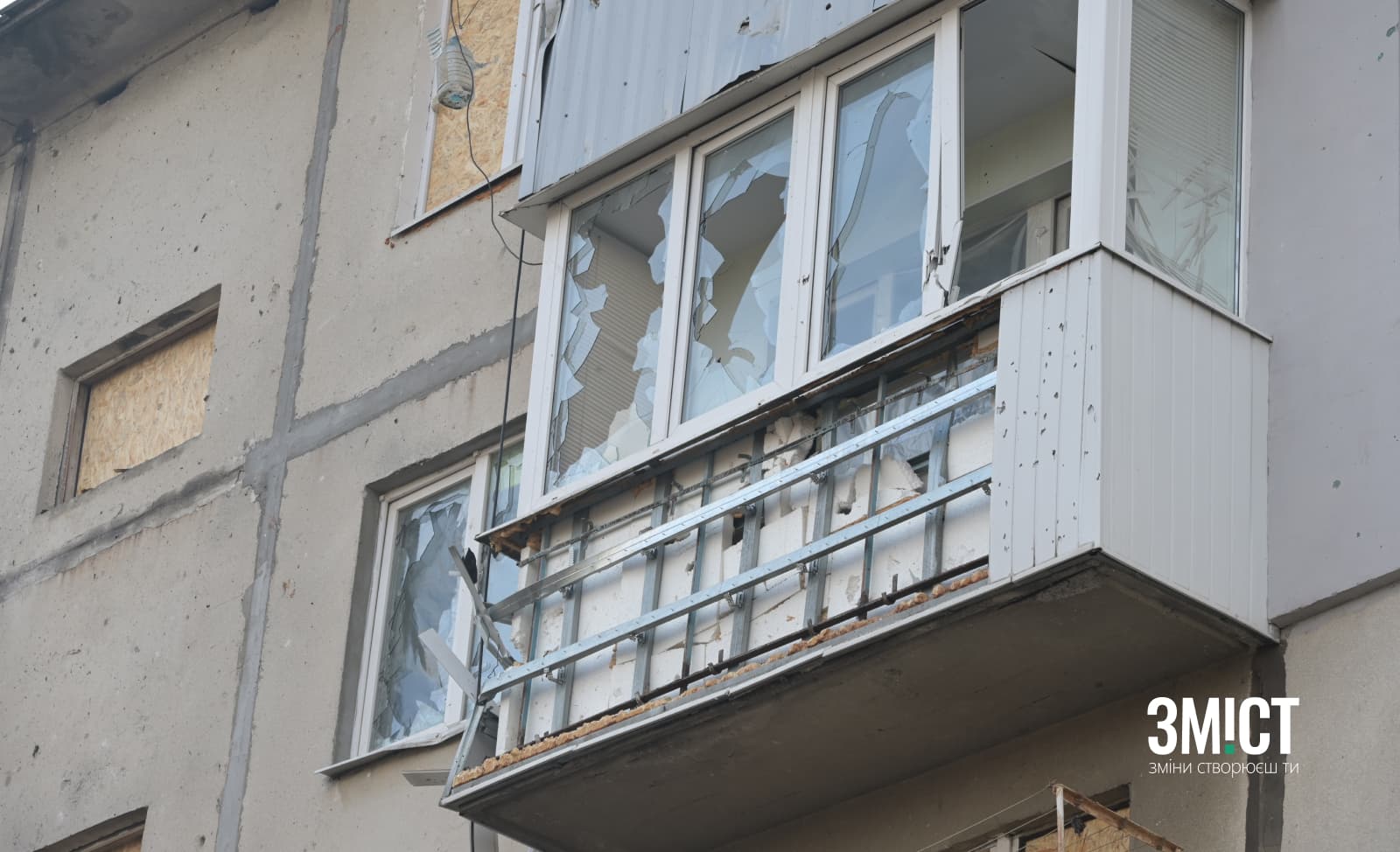 Один з постражадих будинків на вул. Баленка